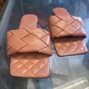 Woven Pink Slide Sandals